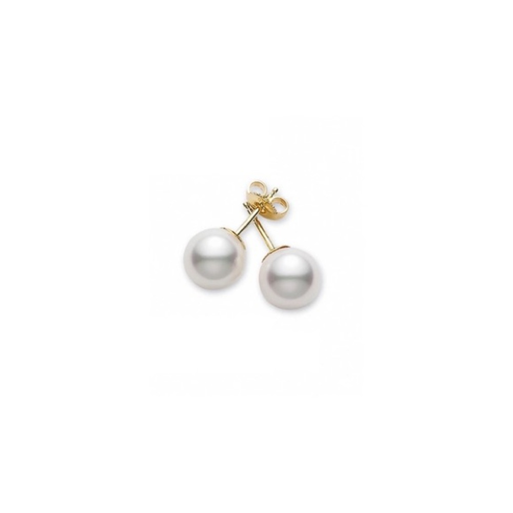 Mikimoto Akoya Cultured Pearl Stud Earrings in 18K Yellow Gold